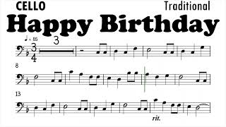 Happy Birt ay Cello Sheet Music Backing Track Play Along Partitura