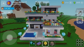 Modern House with Pool  - Block Craft 3d: Building Game