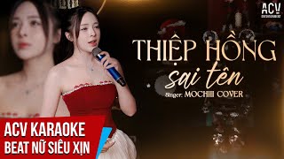 KARAOKE | Thiệp Hồng Sai Tên - Mochiii Cover | Beat Tone Nữ Chuẩn Guide