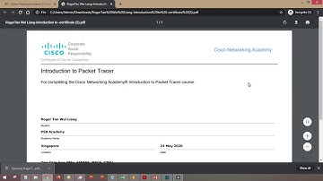 Getting Certificate of Completion for Introduction to Packet Tracer from Netacad