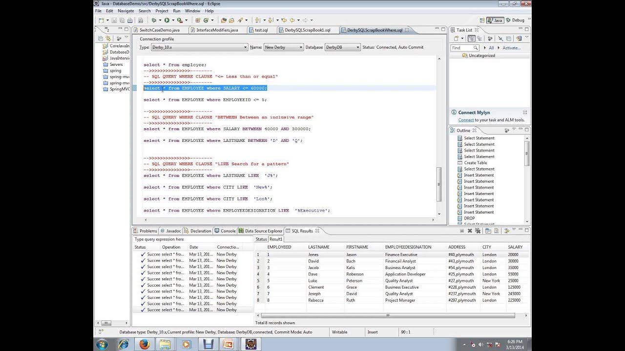 SQL QUERY WHERE CLAUSE LESS THAN OR EQUALTO - YouTube