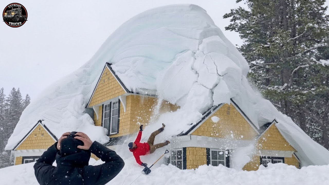 Idiot Snow Removal: Massive Roof Avalanche | Extreme Dangerous Plow Truck Fails #3