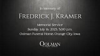 Fredrick J  Kramer Memorial Service