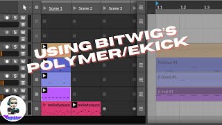 Using Bitwig's E-kick and Polymer to create a simple kick/bass loop.
