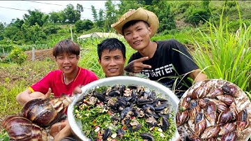 Gỏi Ốc Sên, (eating snails) Món Ăn Mới Lạ Vị Cùng Anh Em. Nhịp Sống Tây Bắc | Trai Rừng TV