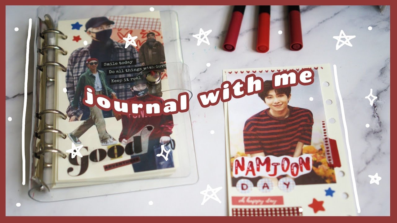 🍒 decorating my 6 ring binder / asmr kpop bts journal diy, namjoon day