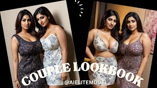 4K Floral Fantasy:AI Indian Model's Clothing lookbook | Plus size Model #couple #beauty  #viral