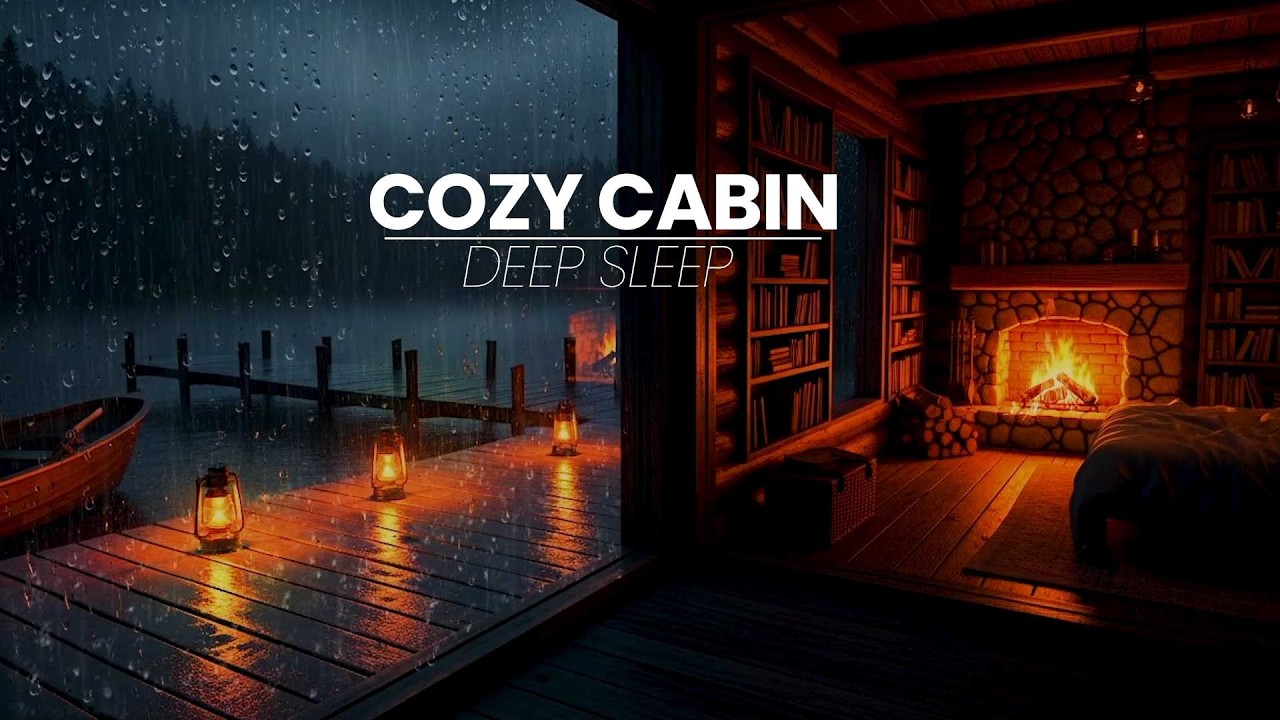 Cozy Cabin in Heavy Rain 🌧️ Warm Campfire Sounds for Deep Sleep | Rain ...