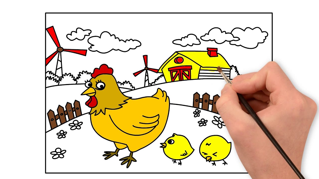 Cách vẽ hình con GÀ CON dễ thương  Tải 10 tranh tô màu đàn gà con 