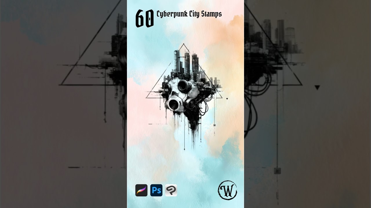 Dark Cyberpunk Procreate Stamps - Dystopian Art Ideas