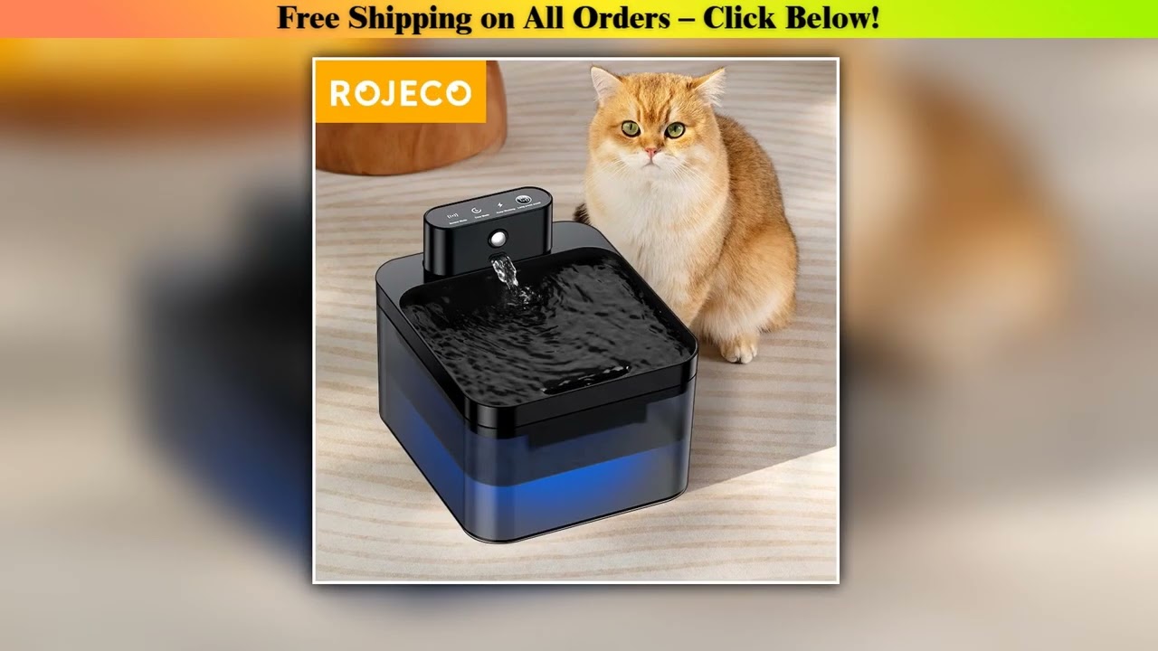 ROJECO Wireless Automatic Cat Water Fountain 2600mAh Pet Water Dispenser For Dog Cat Infrared Senso