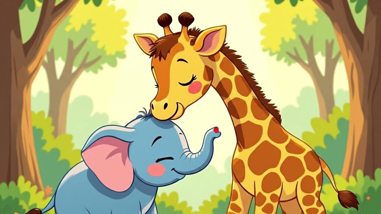 The Little Giraffe and Her Elephant Friend 🐘💛