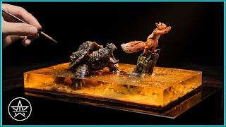 Alligator Snapping Turtle Hunting a Squirrel Diorama | AmazingTrungX DIY Epoxy Resin Diorama