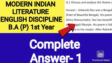 B.A(P) / Sem-II Eng. Discipline Specific Course Modern Indian Literature DUSOL/NCWEB ANSWER-1 (ASS.)