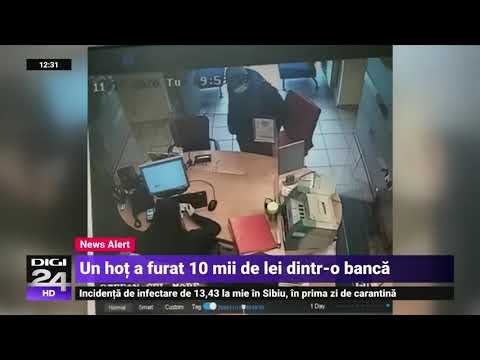 Imagini cu momentul jafului de la o bancă din București, din fața sediului Poliției Romane
