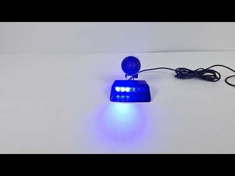 Стробоскоп мигалка под лобовое стекло 12 см 6led синий, видео 1