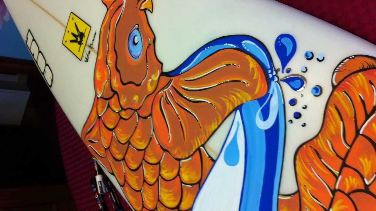 Surfboard Painting With Posca Pens : Koi Fish - YouTube