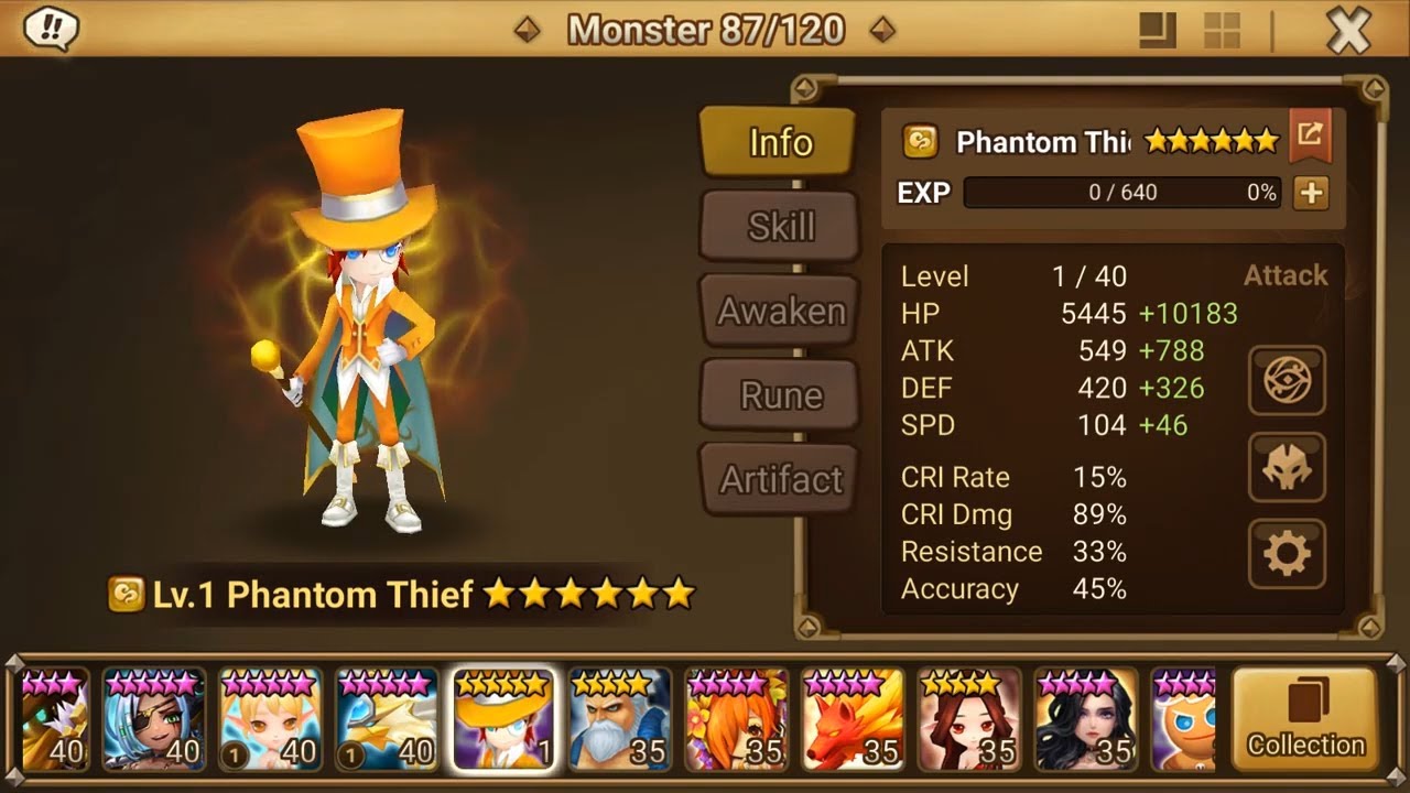 Summoners War JULIENE wind Phantom Thief Upgrading Part 01