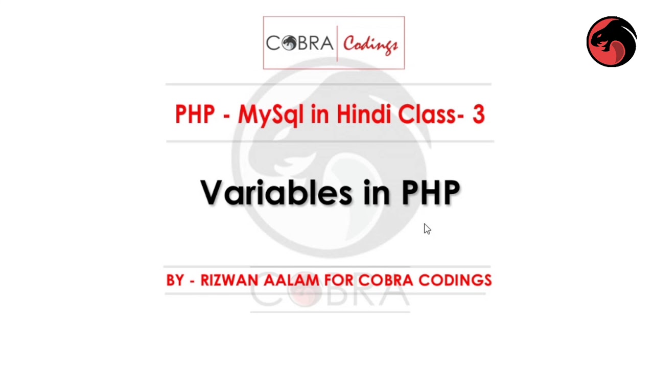 PHP MYSQL in Hindi LESSON 3 :- Variables in PHP - YouTube
