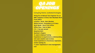 QA JOB OPENING FOR MANUAL TESTING  #automation #selenium #manualtesting #qa #viral #yt #ytshorts