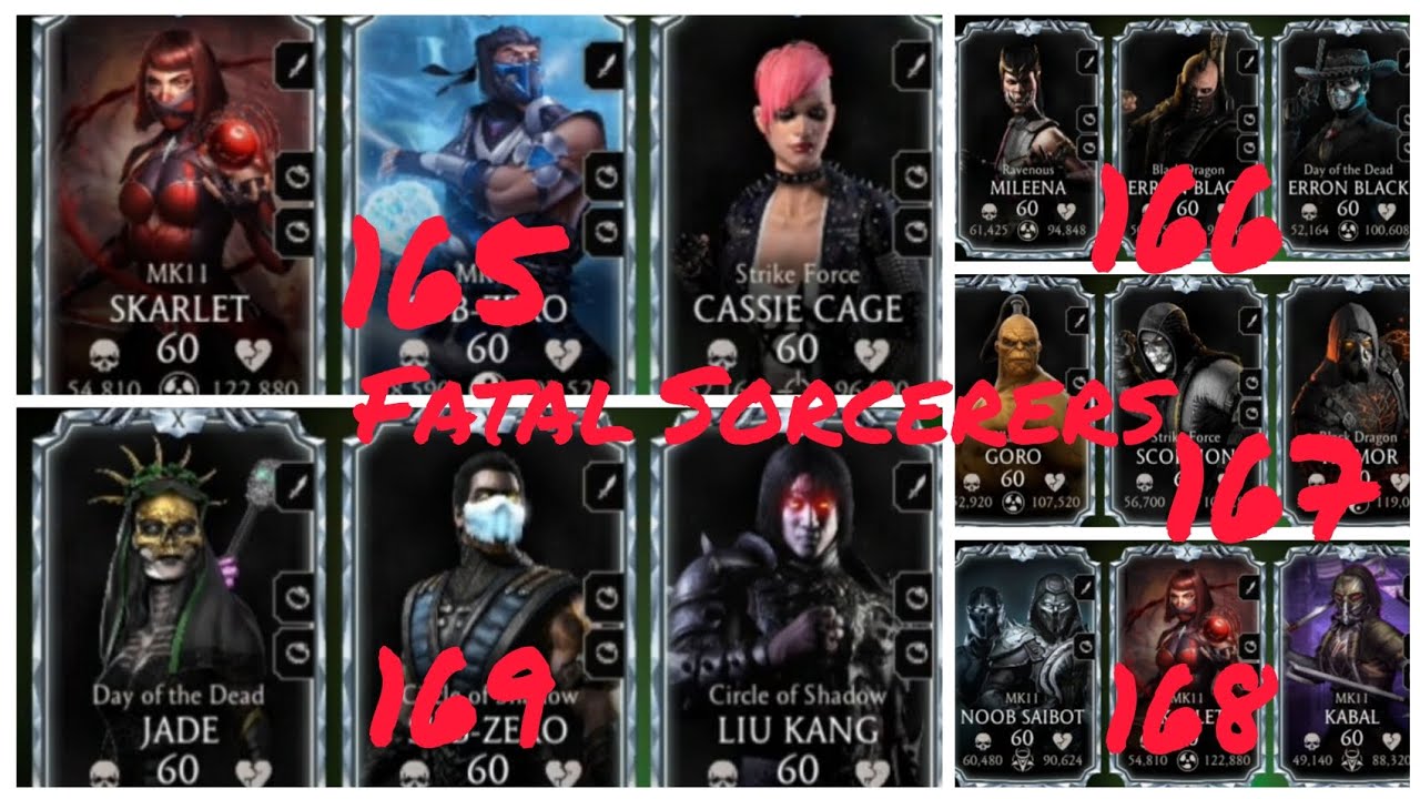 Mk mobile. Fatal Sorcerers.Fights - 165,166,167, 168,169. Diff team min tower equipment 