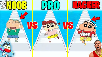 SHINCHAN PLAY SHORTCUT RUN WITH HIS FRIENDS WITH OGGY & CHOP NOOB VS PRO VS HACKER