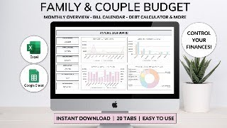 Family & Couple Budget Tutorial - Monthly Biweekly Budget Tracker - Couple Financial & Bill Planner