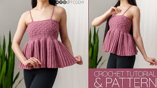 How to Crochet: Basketweave Peplum Top | Pattern & Tutorial DIY