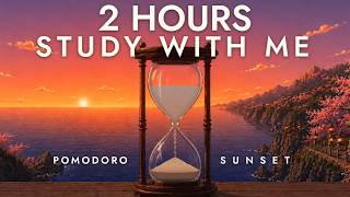 2-Hour Study With Me | Pomodoro 50/10 for Focus & ADHD | Ocean Waves & Sunset screenshot 4