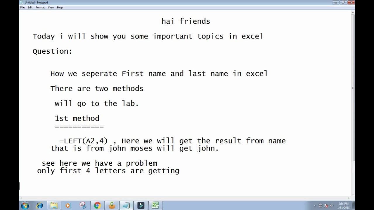 How to separate first name and last name in excel youtube
