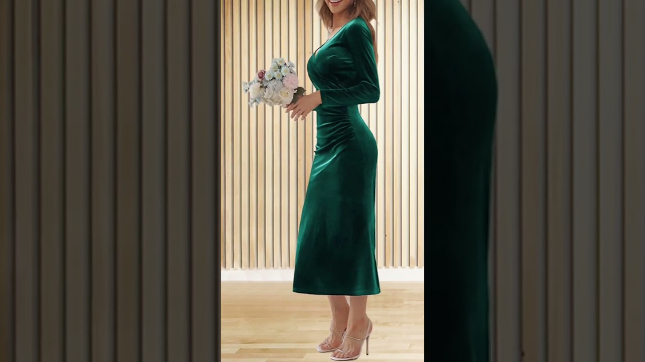 Velvet Bodycon Black Midi Dress For Women Long Sleeve Ruffle Skater Party Dress Ladies Clubwear