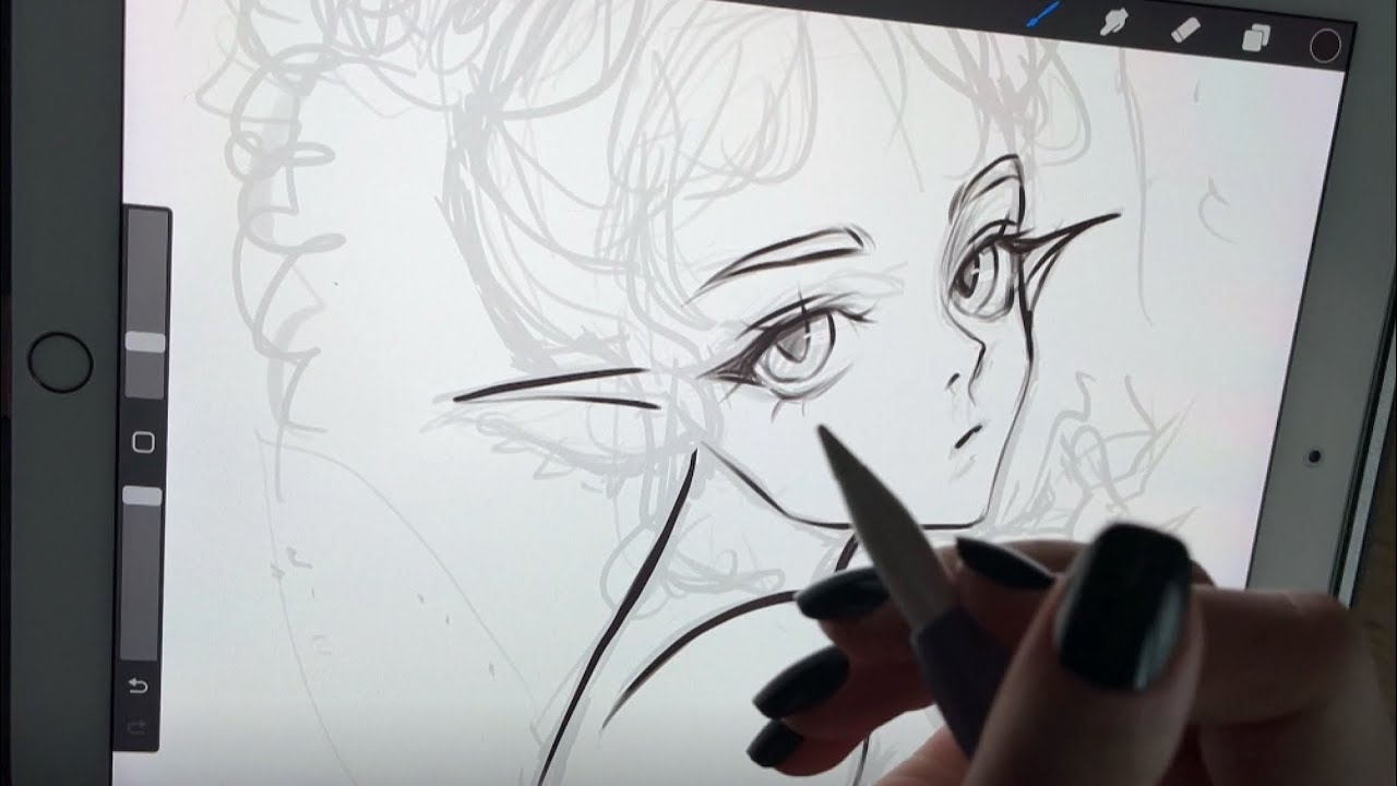 sketch with me procreate [real time process + chill music] - YouTube