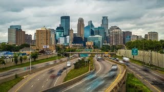 Minneapolis Time Lapse Skyline Minnesota Bridge Timelapse USA Traffic City Buildings Stock