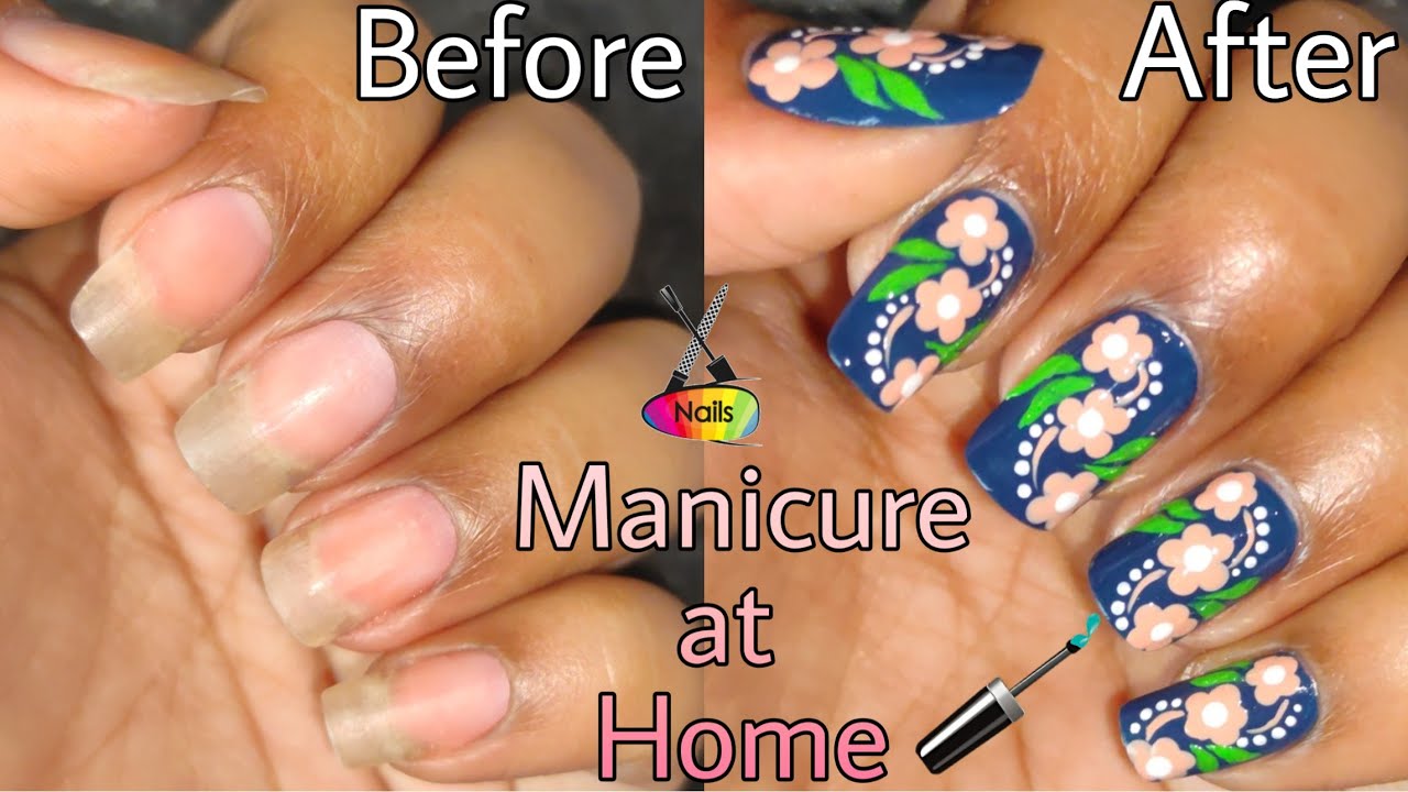 My nail care routine diy manicure at home without tools | nail art 2020 ...
