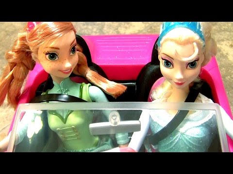 Princess Cinderella Dress Up Magnetic Wooden Dolls With Disney Frozen Anna Elsa Barbie's Car