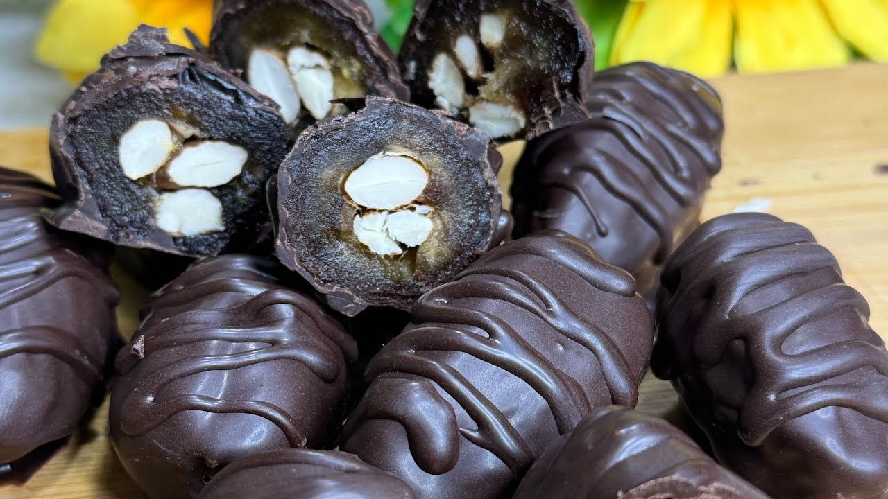 Date chocolate with nuts - YouTube