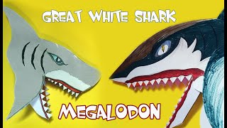 How to make a paper Shark puppet and Megalodon puppet #puppet #papercraft