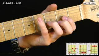 gitarrenakkorde: d-dur/c# - d/c# chord