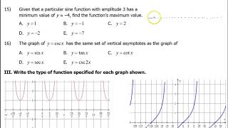 Test D (13 to 16) Analyzing Trig Function Equations