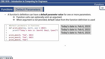 11. Functions II - Default Parameters and Hierarchical Functions