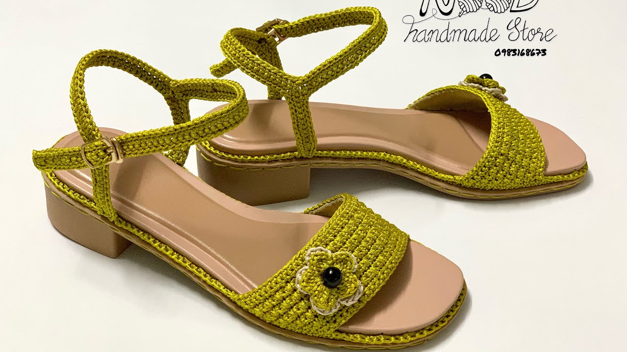 sandal quai ngang Update New Hướng dẫn móc giày sandal quai ngang lót simili - sandal shoes crochet