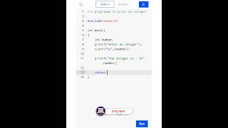 #2 C Program to Print an integer | C Language| #shorts #viral #trending #how | Naga Sai Ramesh
