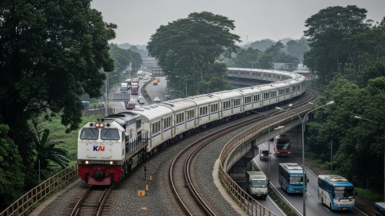 KERETA API PANJANG !! MENEMUKAN 24 KERETA API NGEBUT DI TIKUNGAN