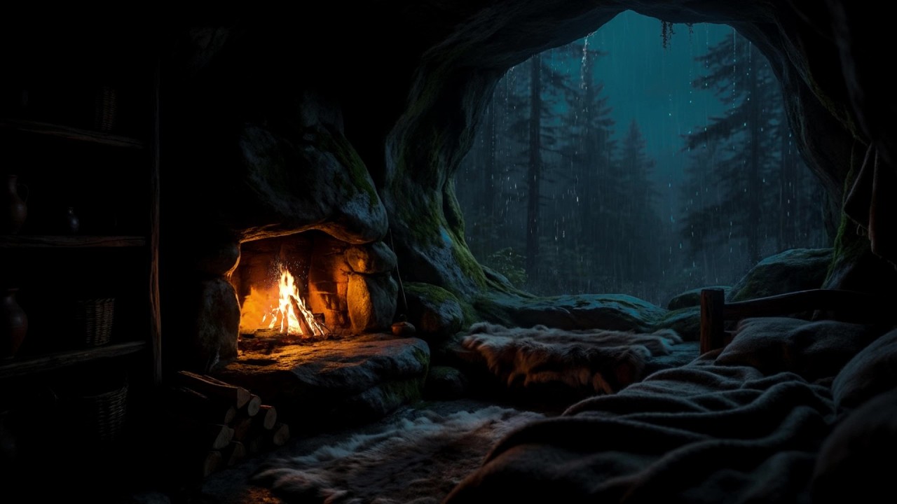 🌧️ Heavy Rain in a Dark Cave | Deep Sleep ASMR for Insomnia & Stress Relief