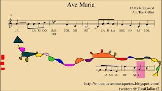 Video thumbnail of "Ave Maria. Bach/Gounod.  Partitura flauta, violín, fagot... + audio. SI melodía. C instruments."