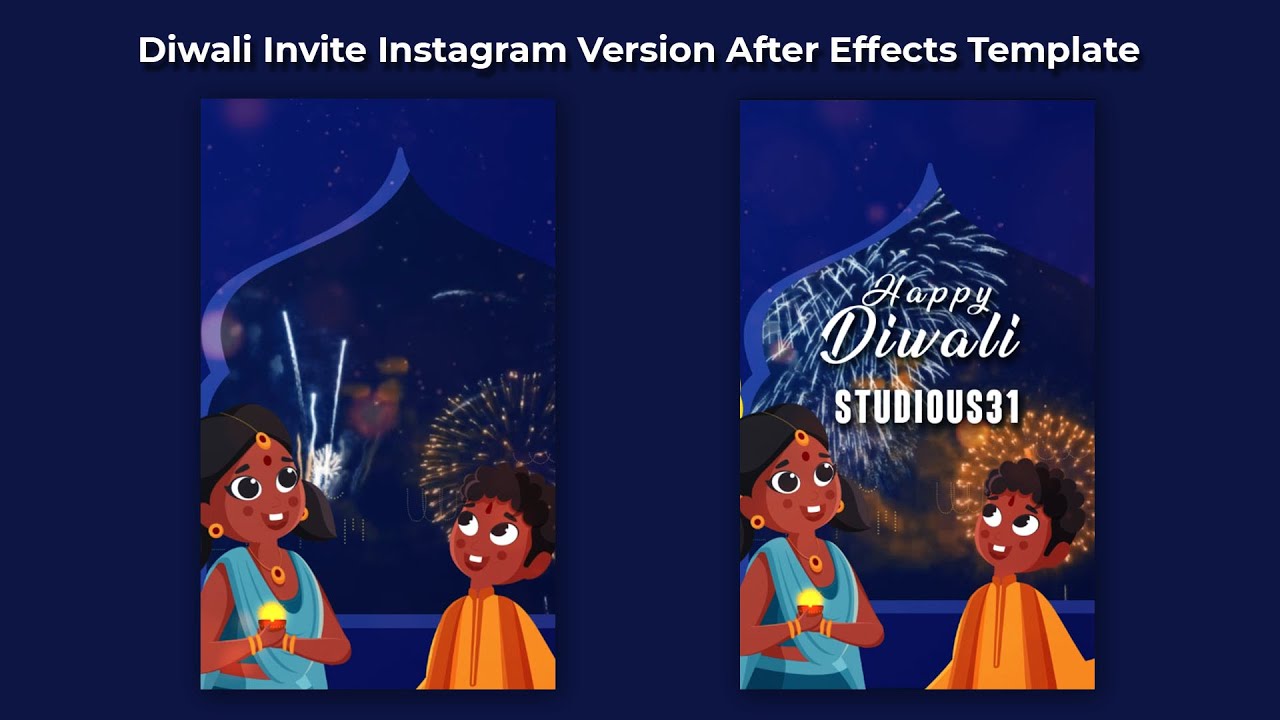 Diwali Indian Festival Invite Instagram Version Video After Effects Template - Studious31 Template
