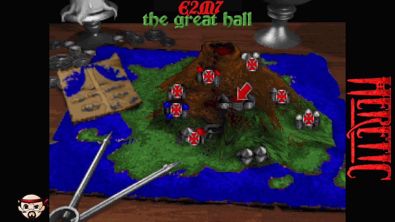 Heretic E2M7: The Great Hall (Chocolate Heretic/Classic Controls/Smite-meister)