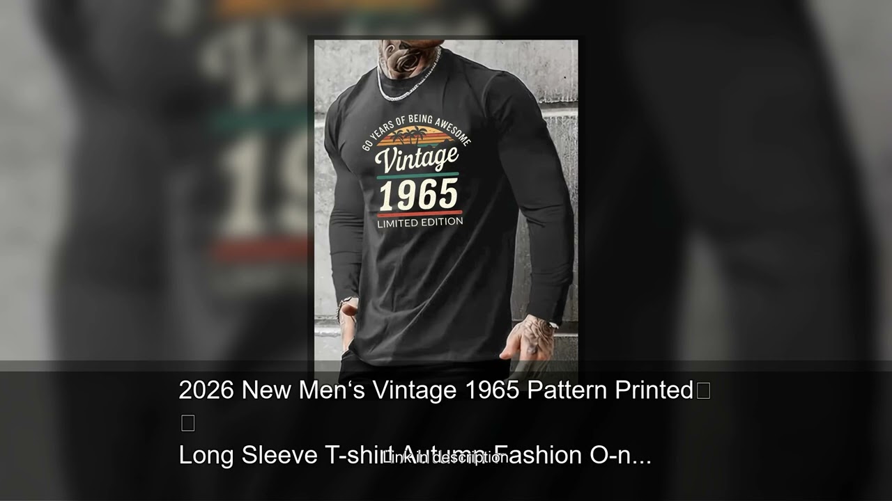 2026 New Men‘s Vintage 1965 Pattern Printed Long Sleeve T-shirt Autumn Fashion O-neck Tees Casu