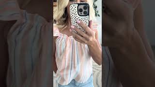 Double Ruffle Strap Striped Tank
