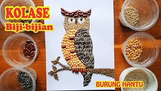 Cara Membuat Kolase Burung Hantu dari Biji-bijian II Kolase Tema Hewan